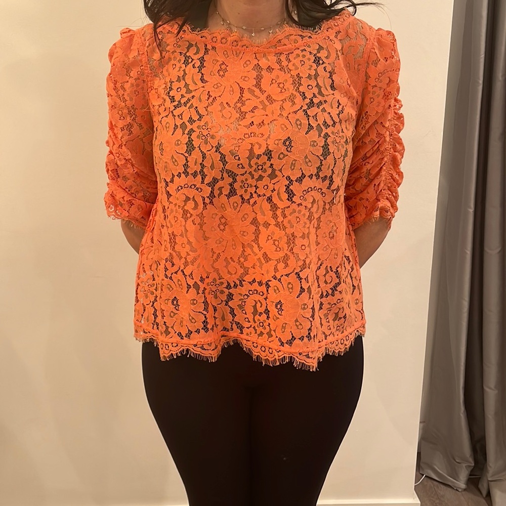 Joie orange lace top size M